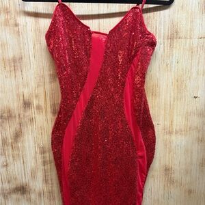 Fashion Nova Red Sequin Mini Dress